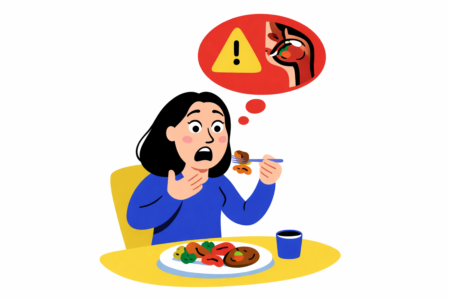 Женщина с фагофобией испытывает страх перед приёмом пищи — психологический центр Альфа-Генезис