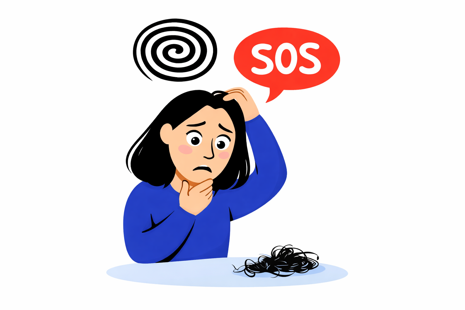 Трихотилломания — вырывание волос: девушка держится за голову